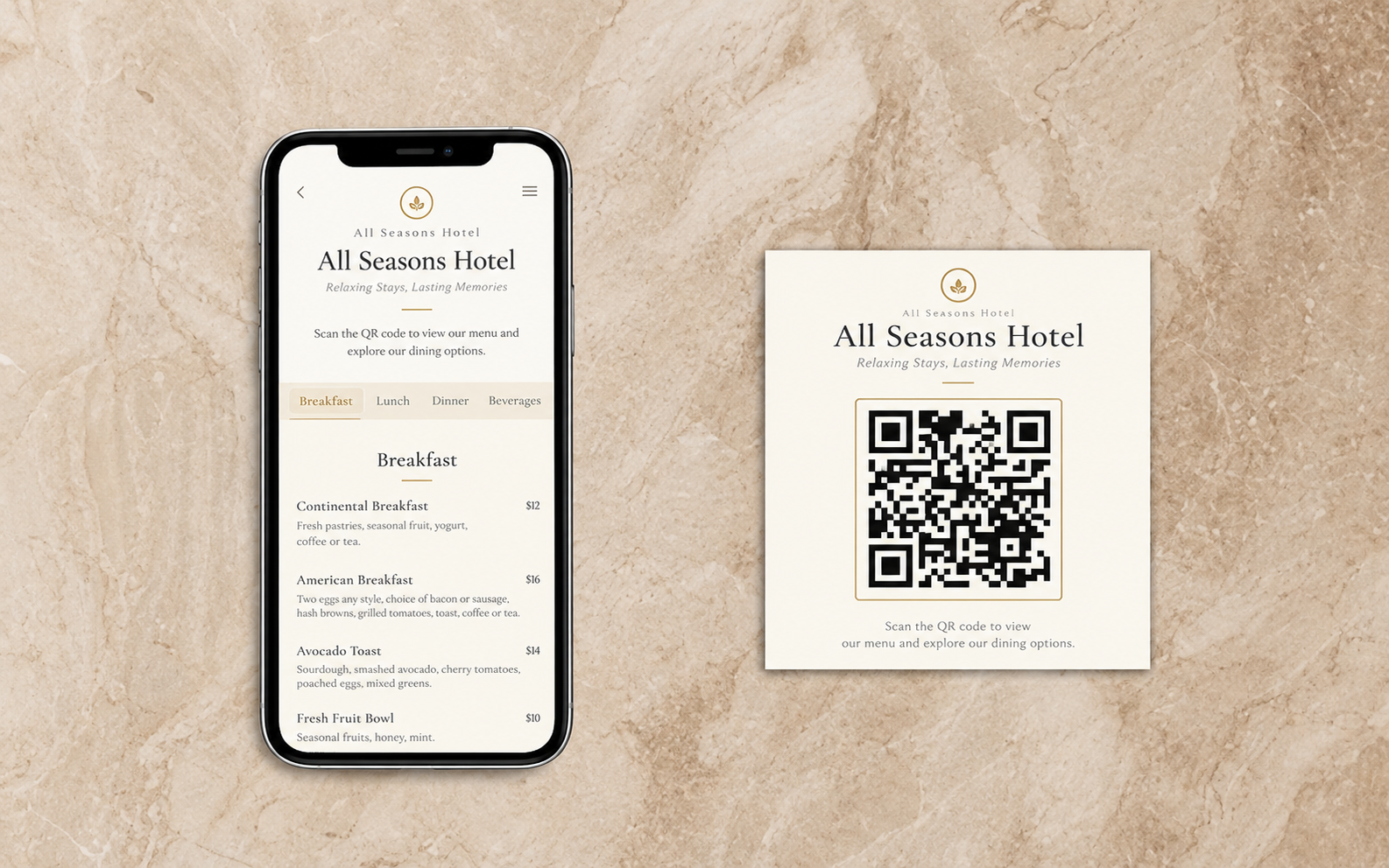 All Seasons Hotel — QR Digital Menu cover